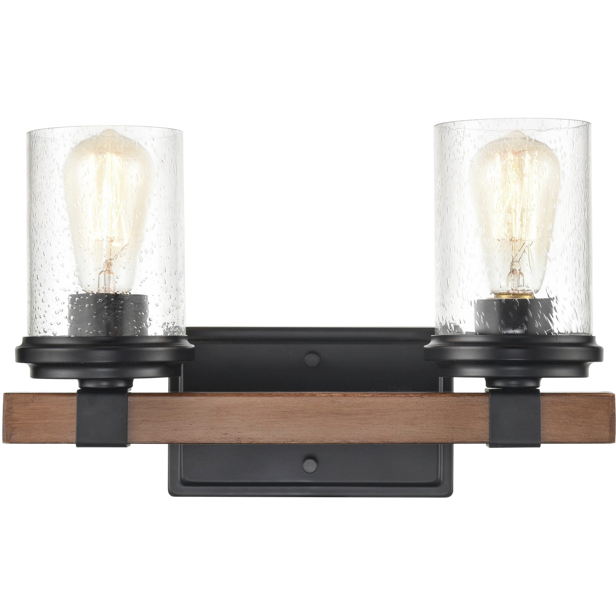 Taos 2 Light 15 inch Matte Black/Wood Grain Bathroom Vanity Light Wall Light